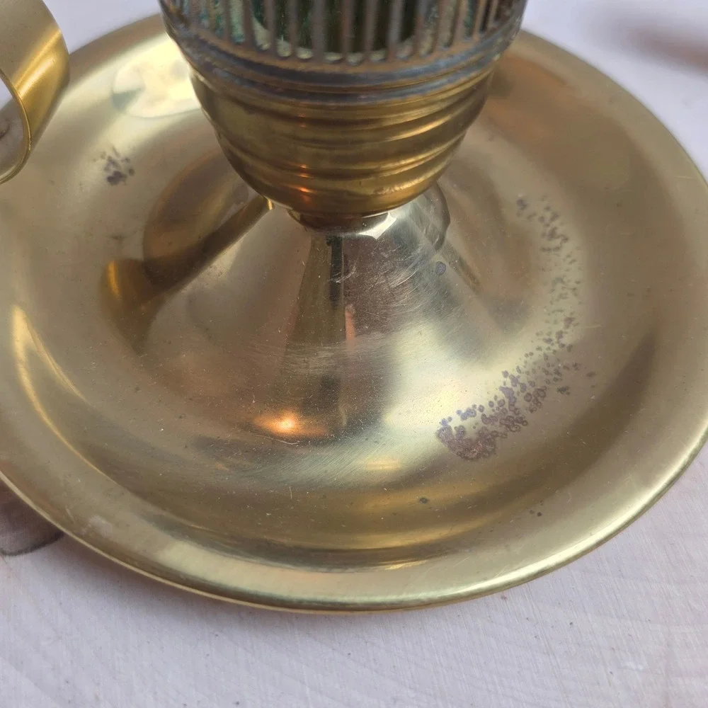 Vintage 30s Chase Brass Chamberstick Candle Holder Pair‎ Colonial